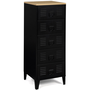 Voir la diapositive 1 : ID MARKET Chiffonnier 5 tiroirs ESTER 40 cm métal noir et plateau façon hêtre design industriel