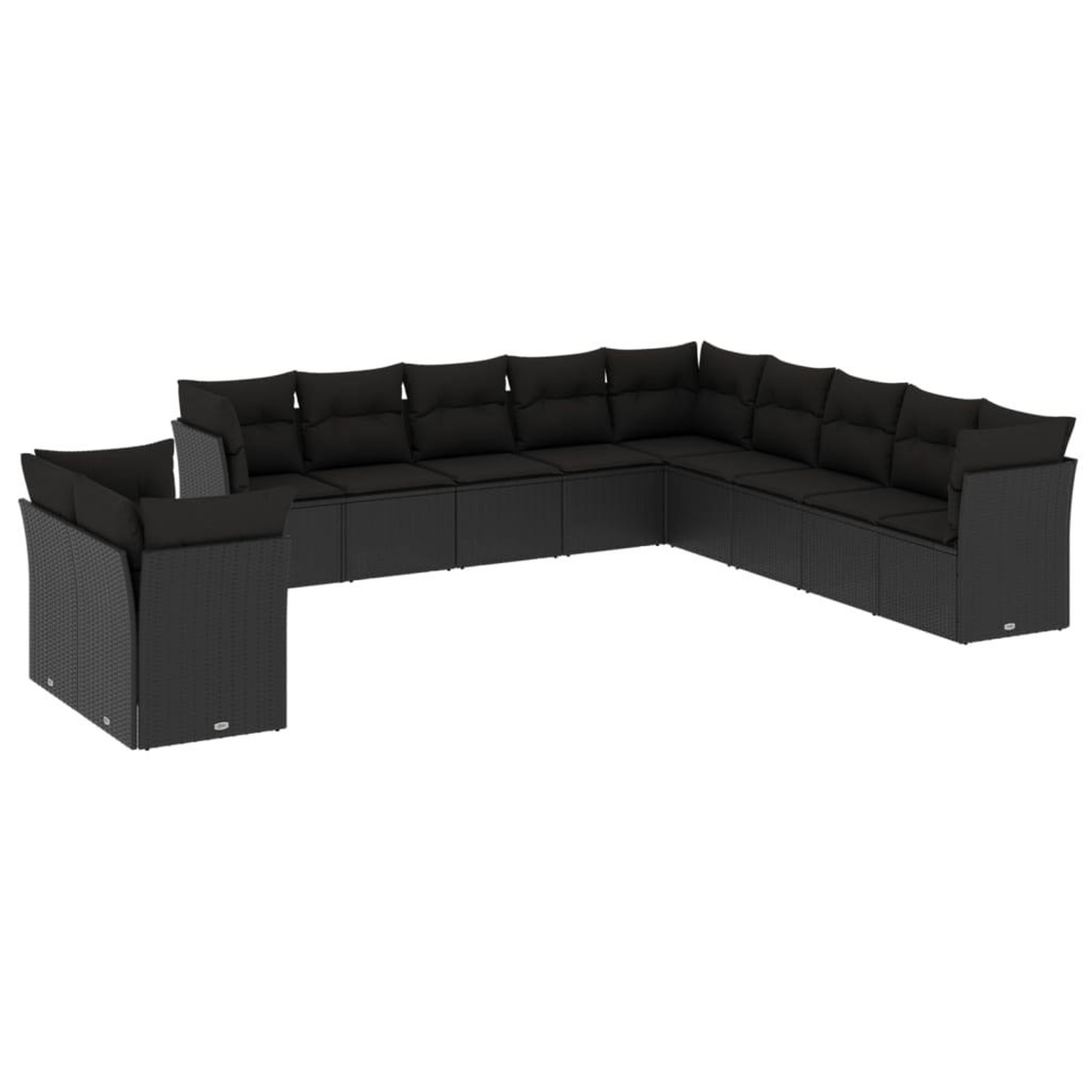 Voir la diapositive 2 : VIDAXL Salon de jardin 11 pcs avec coussins noir resine tressee