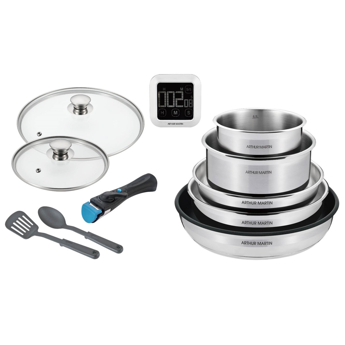 Arthur Martin Batterie de cuisine 10 pièces tous feux dont induction inox