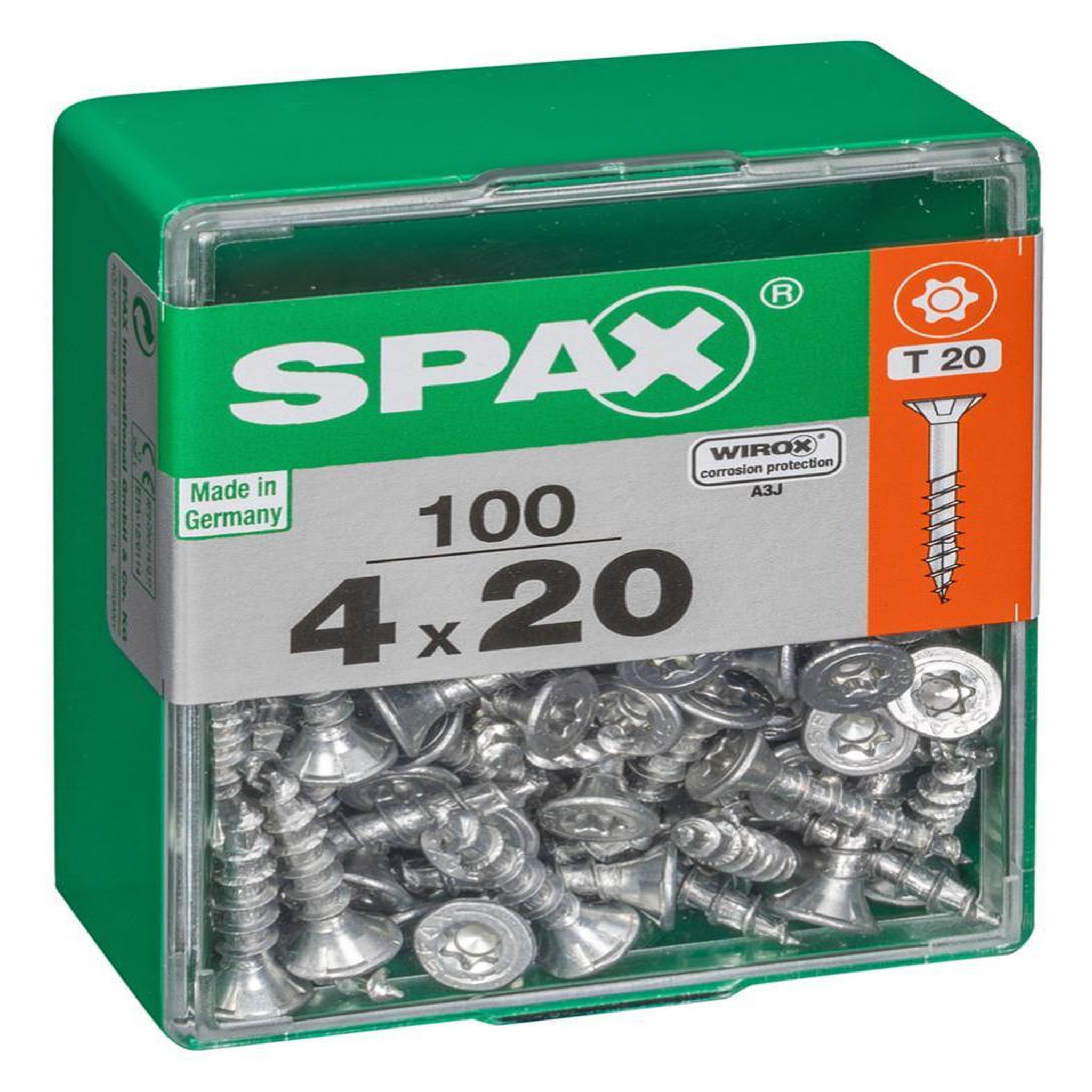 CENTRALE BRICO Lot de 100 vis acier tête autofraisée plate SPAX, Diam.4 mm x L.20 mm