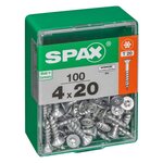 CENTRALE BRICO Lot de 100 vis acier tête autofraisée plate SPAX, Diam.4 mm x L.20 mm