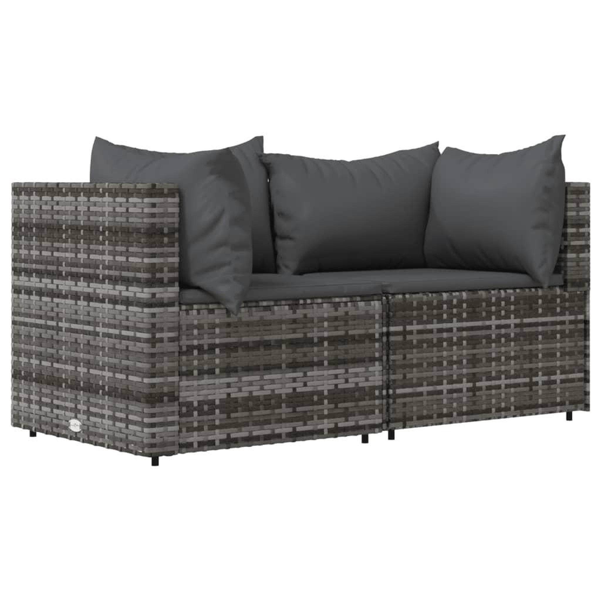 Voir la diapositive 2 : VIDAXL Canapes d'angle de jardin et coussins 2 pcs gris resine tressee