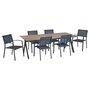 Voir la diapositive 2 : GARDENSTAR Table de jardin 10 per alu plateau verre imitation bois