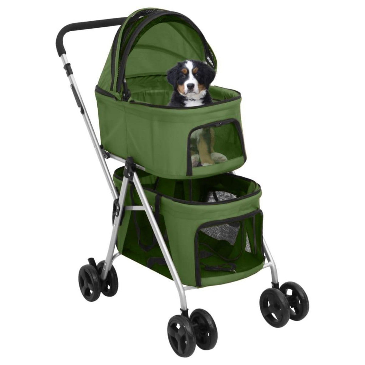 VIDAXL Poussette pour chien pliante a 2 niveaux Vert 83x48x97 cm