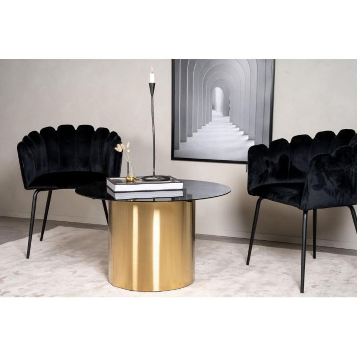 Paris Prix Table Basse Design  Ystad  80cm Noir & Or