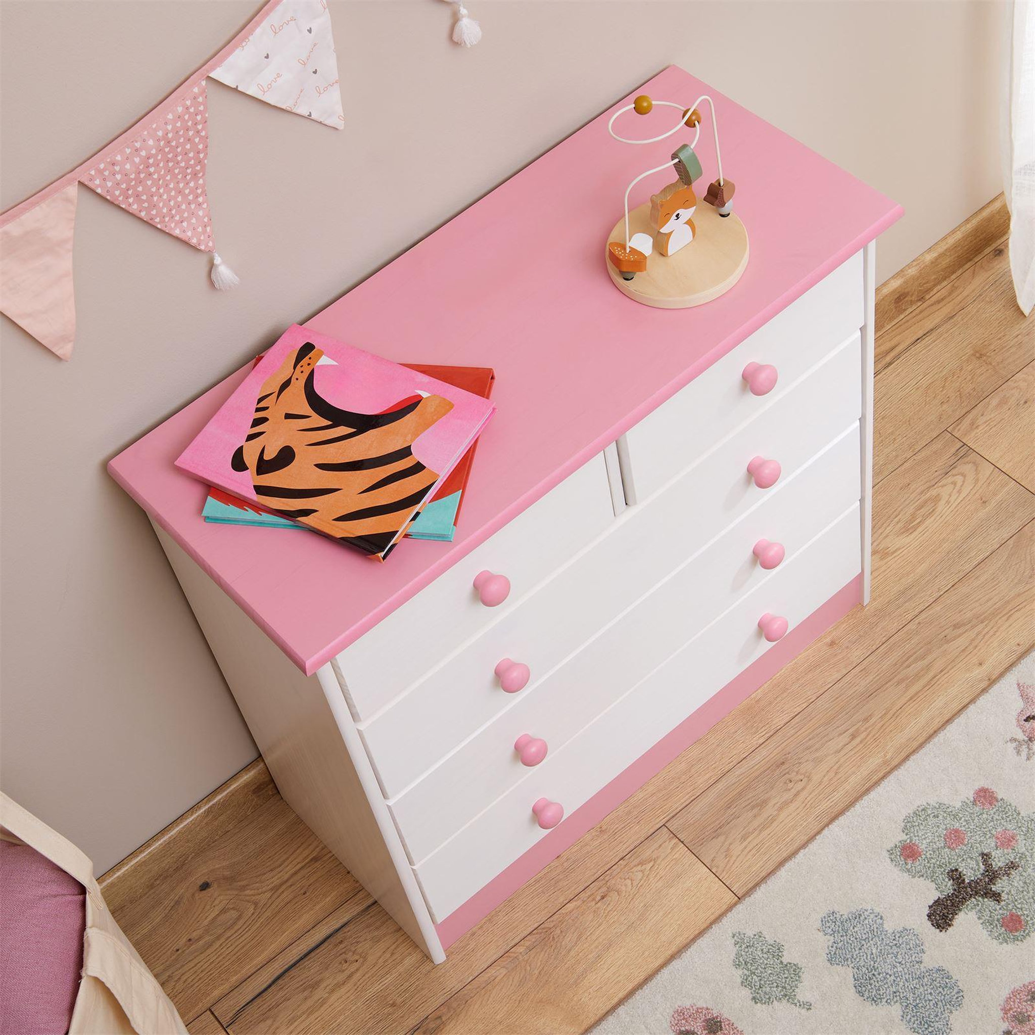 Voir la diapositive 5 : IDIMEX Commode en pin RONDO, 2+3 tiroirs