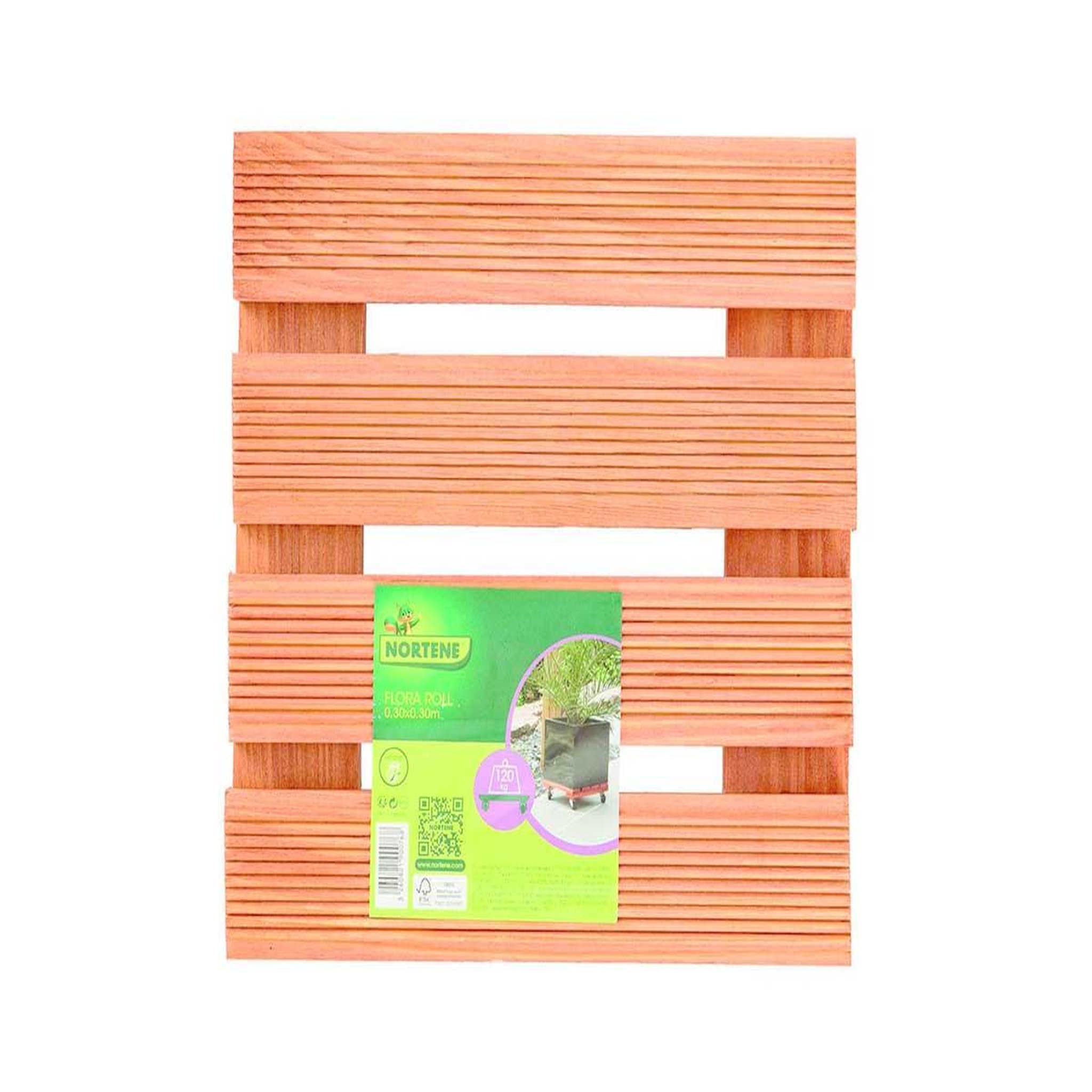 Voir la diapositive 3 : Nortene Support à roulettes bois FSC lasuré FLORA ROLL LASURE - Carré 30 x 30 cm