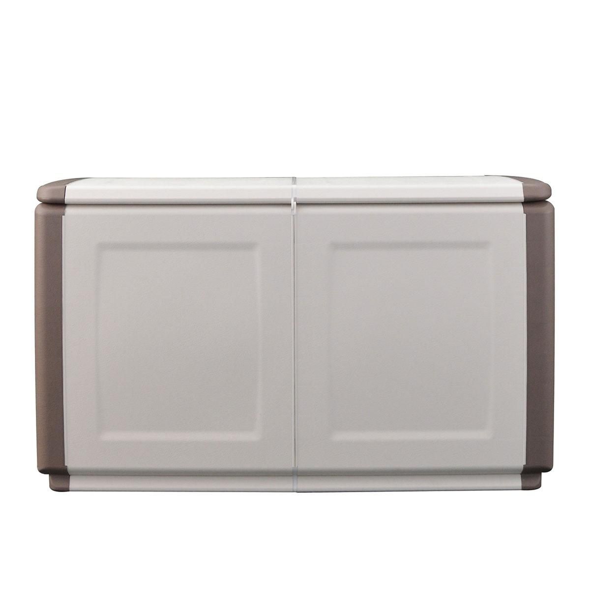 INTEC Coffre de Rangement Extérieur 230L Malle de Jardin Beige/Taupe 96 x 53 x H57cm Poignées de transport INTEC