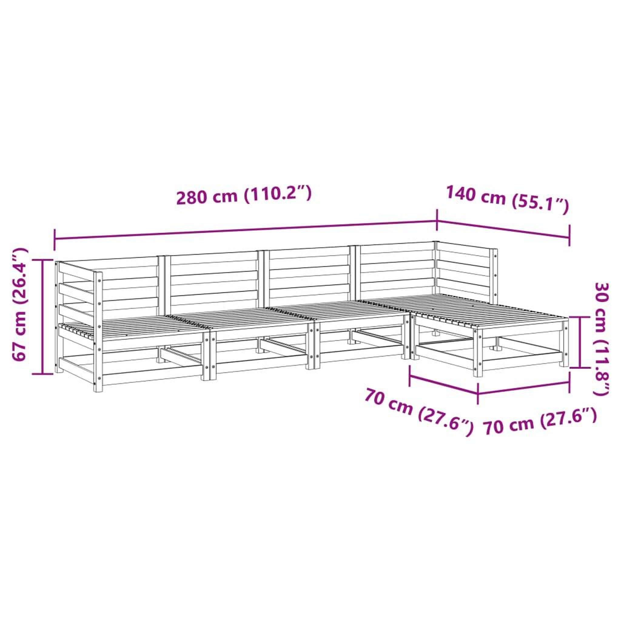 Voir la diapositive 6 : VIDAXL Salon de jardin 5 pcs bois de pin impregne