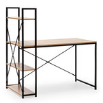 VS VENTA-STOCK Bureau Lidia noir, 3 étagères, style industriel, 120 cm longueur