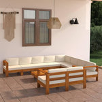 VIDAXL Salon de jardin 10 pieces avec coussins 100 x 60 cm Bois d'acacia
