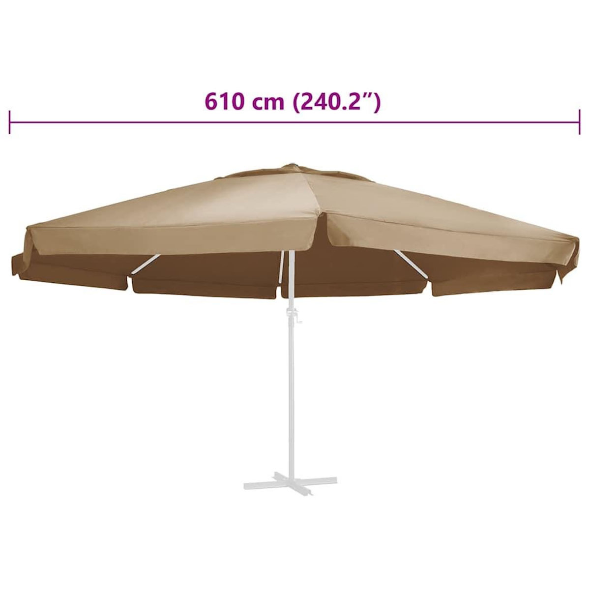 VIDAXL Tissu de remplacement pour parasol d'exterieur Taupe 610 cm