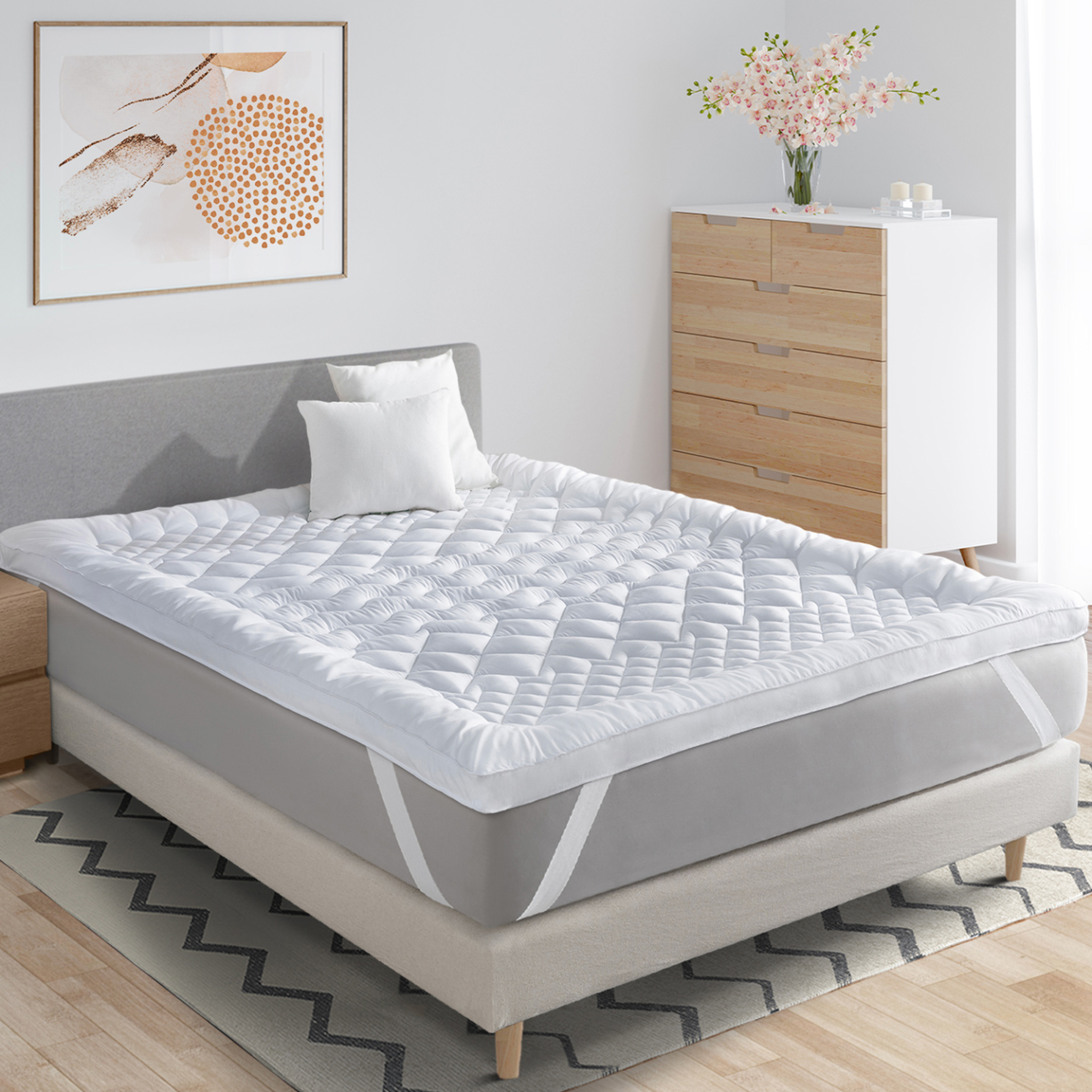 Voir la diapositive 2 : ID MARKET Surmatelas 140x190 cm sacha 7 zones de confort épais et moelleux 600 gr