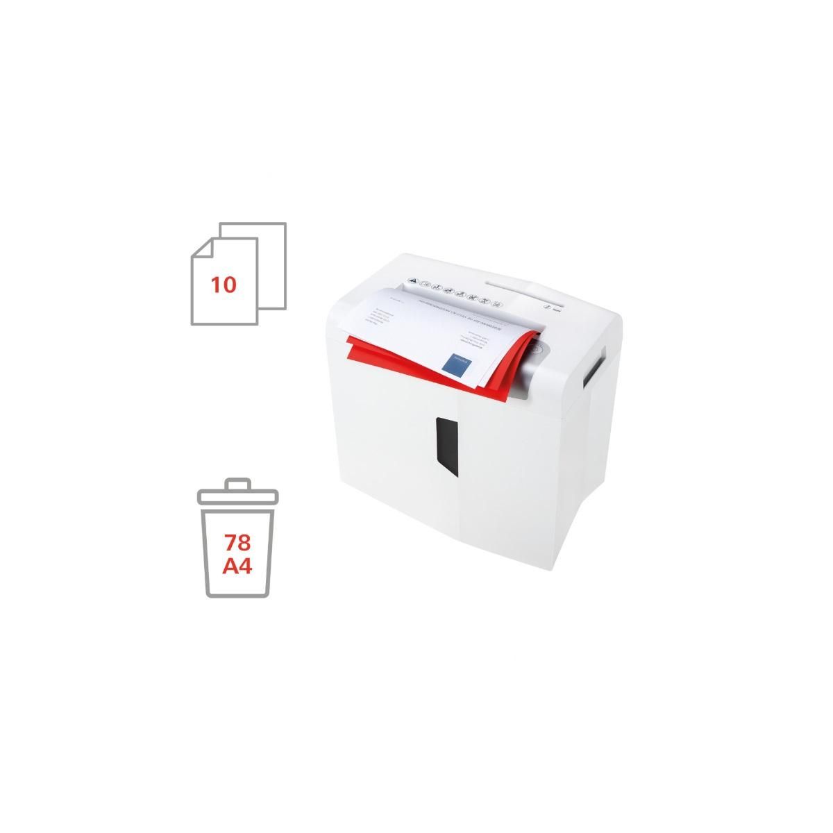 Hsm Destructeur de documents 10 feuilles coupe en bandes 6mm - 1042121