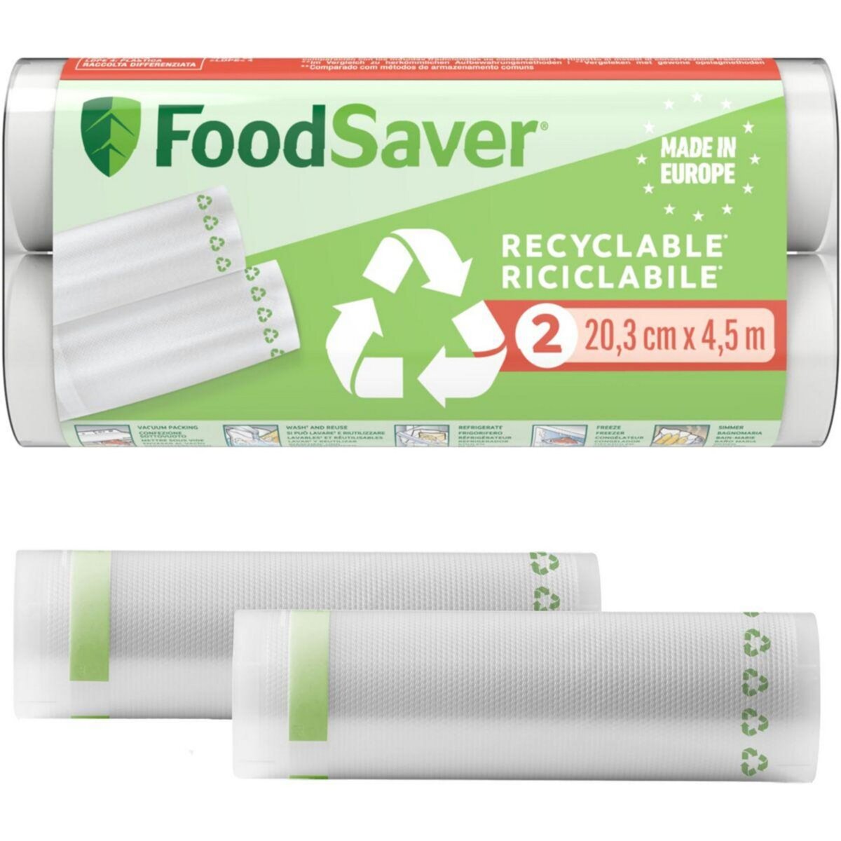 FOODSAVER Sac sous vide FSRE2002X01 2 rouleaux 20cm X 4.5m