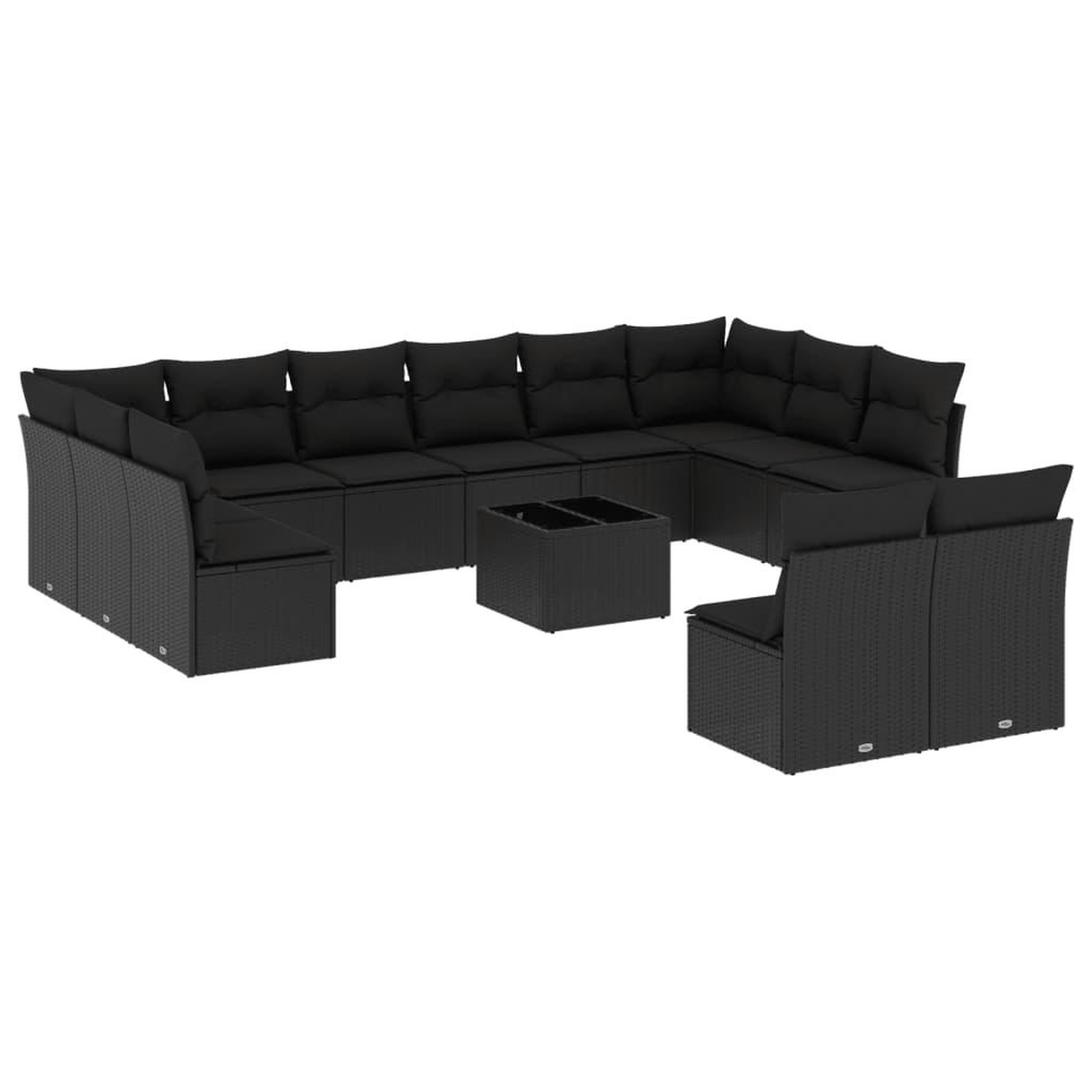 Voir la diapositive 2 : VIDAXL Salon de jardin avec coussins 13 pcs noir resine tressee