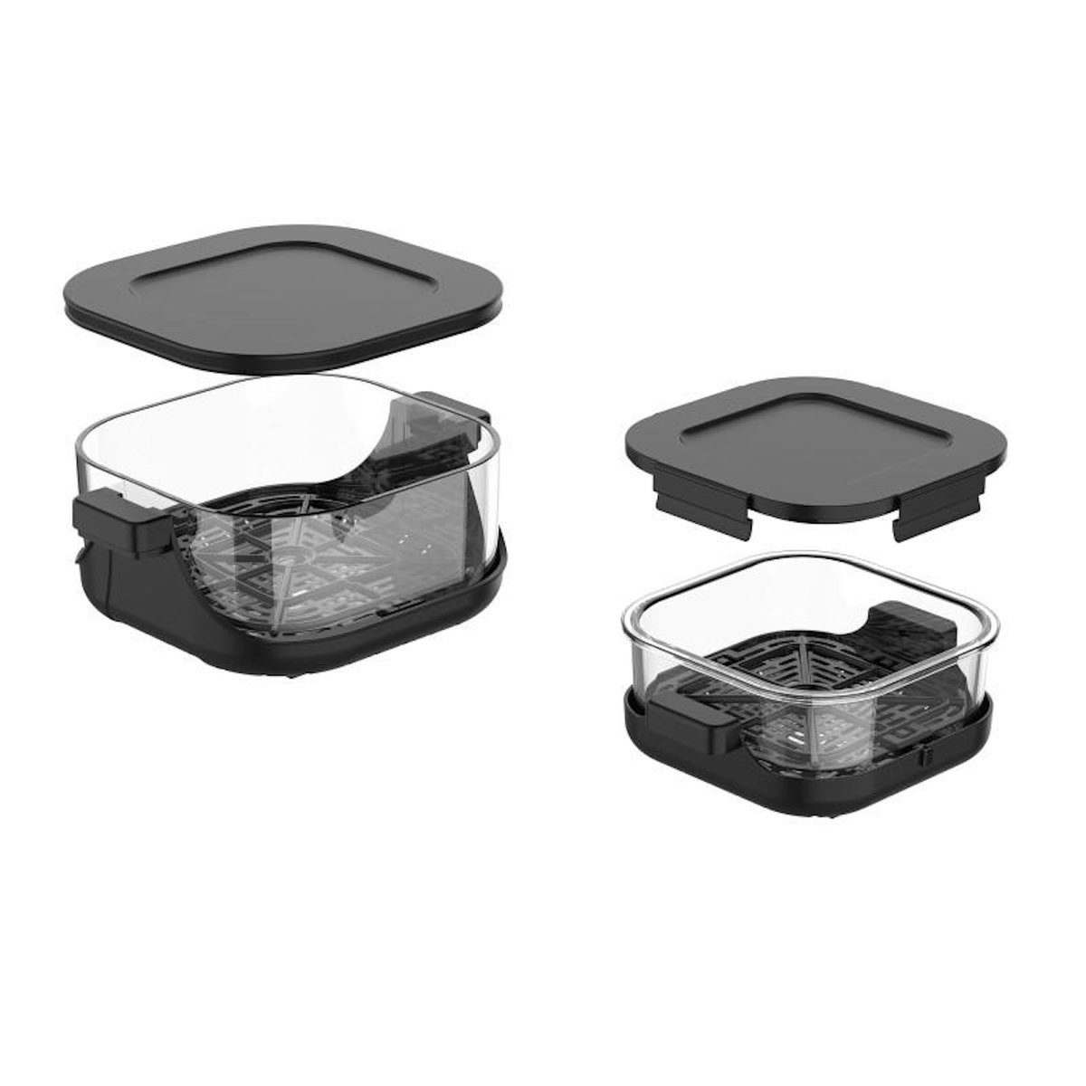 KITCHENCOOK Kitchencook - Crispx - Friteuse à Air Panoramique - 2 Récipients En Verre - 4 Programmes - 1500w