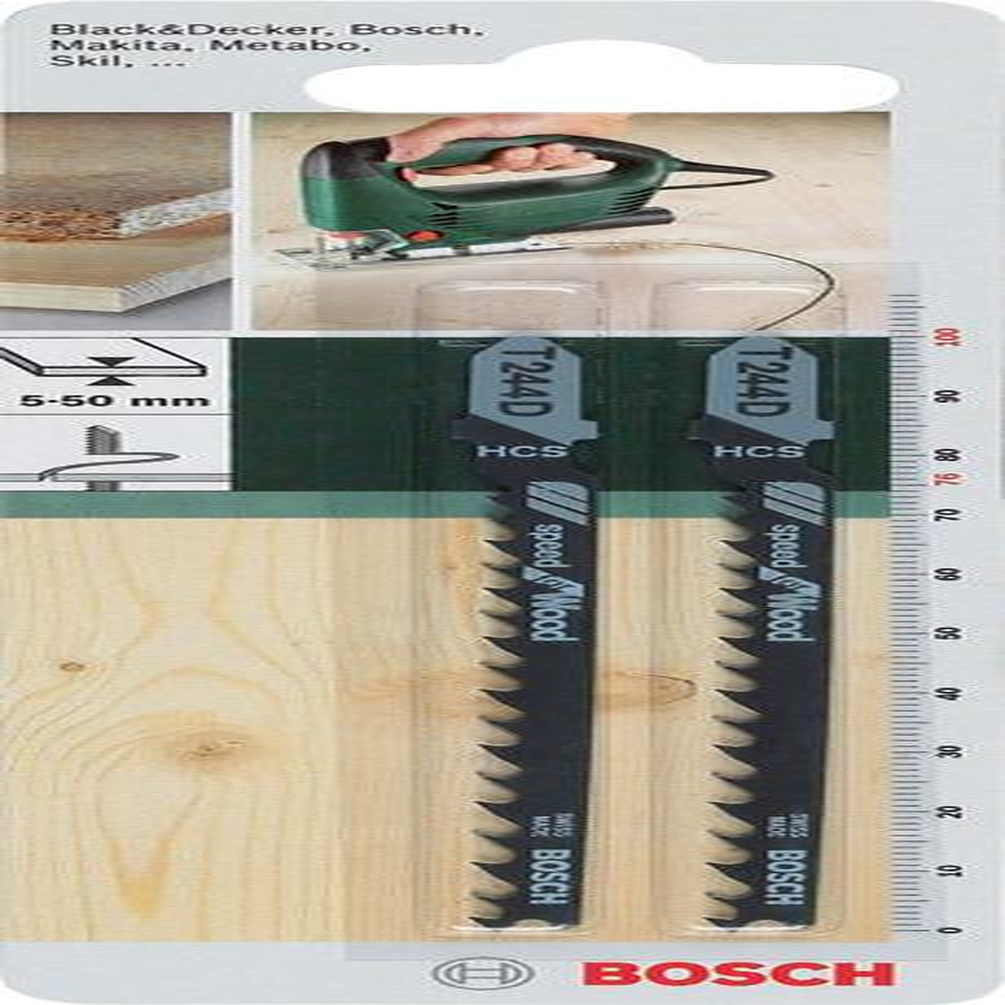 BOSCH Lot de 2 lames coupe rapide et grossière BOSCH T244d pour bois aggloméré