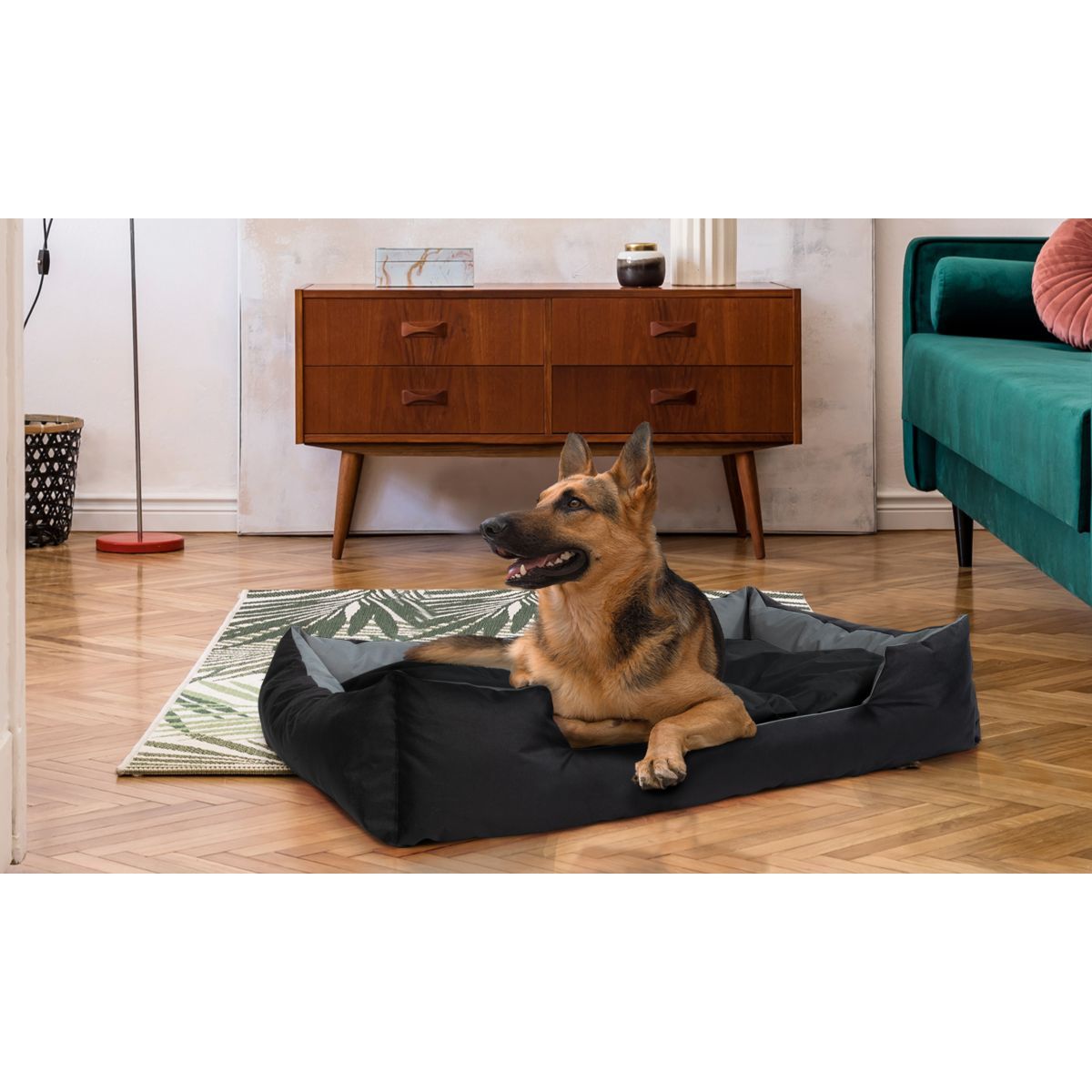 Idomya E. Coussin panier pour chien 120 x 190 cm noir et gris 