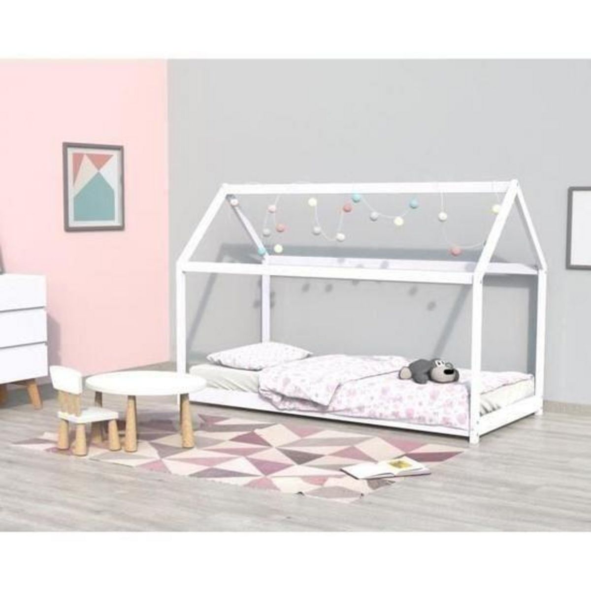 Lit cabane enfant en bois massif 70 x 140 cm LOUIS