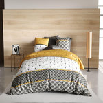 ATELIER DU COTON Parure housse de couette 100%coton 57fils léo. Coloris disponibles : Jaune