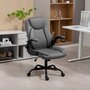 Voir la diapositive 2 : HOMCOM Chaise de bureau design Chesterfield accoudoirs relevables grand confort synthétique gris foncé