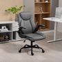 Voir la diapositive 2 : HOMCOM Chaise de bureau design Chesterfield accoudoirs relevables grand confort synthétique gris foncé
