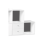 Voir la diapositive 4 : ID MARKET Meuble de rangement en escalier LIAM 3 niveaux bois blanc fond gris avec porte et tiroirs