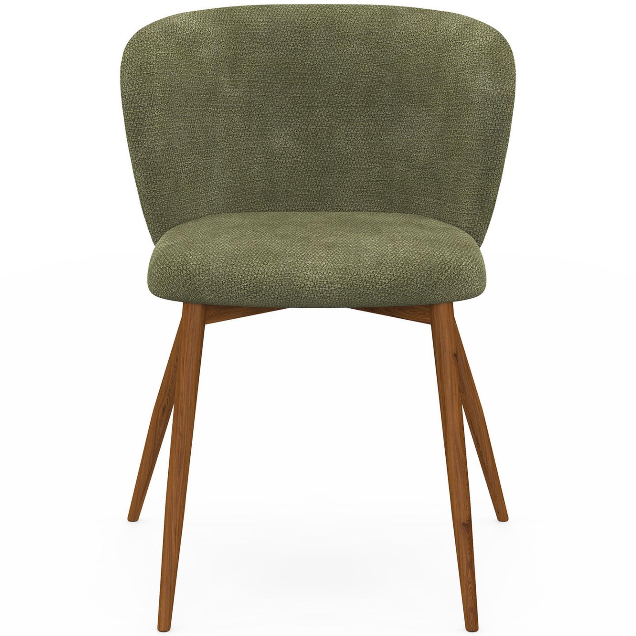 Voir la diapositive 3 : ID MARKET Lot de 4 chaises paulie en tissu chenille kaki pieds noyer pour salle à manger