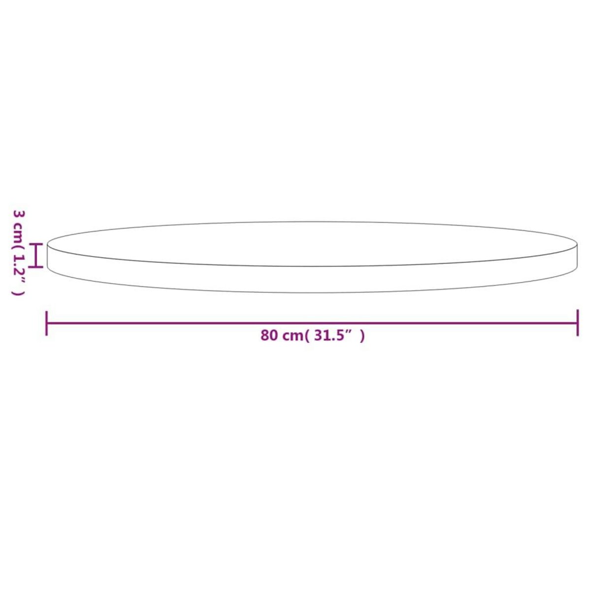 VIDAXL Dessus de table rond Ø80x3 cm bois de pin massif