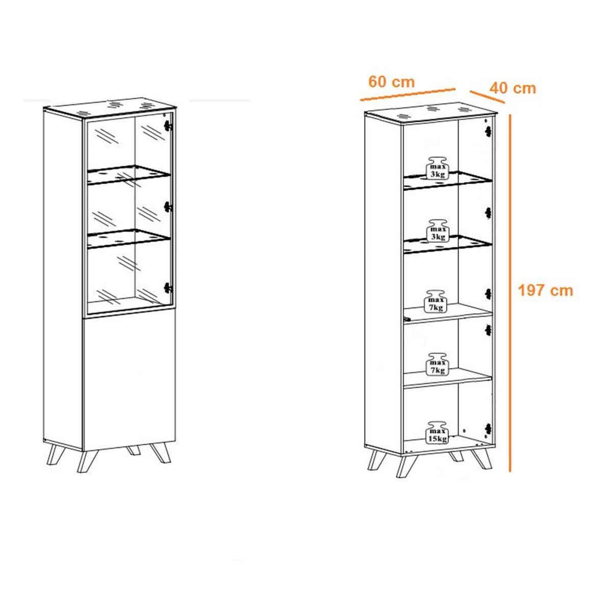 Voir la diapositive 3 : Paris Prix Vitrine led  thin  197cm noir & naturel