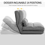 Voir la diapositive 4 : HOMCOM Chauffeuse - matelas d'appoint pliant - fauteuil convertible - inclinaison dossier réglable 14 positions - 2 coussins inclus - polyester aspect suédé gris