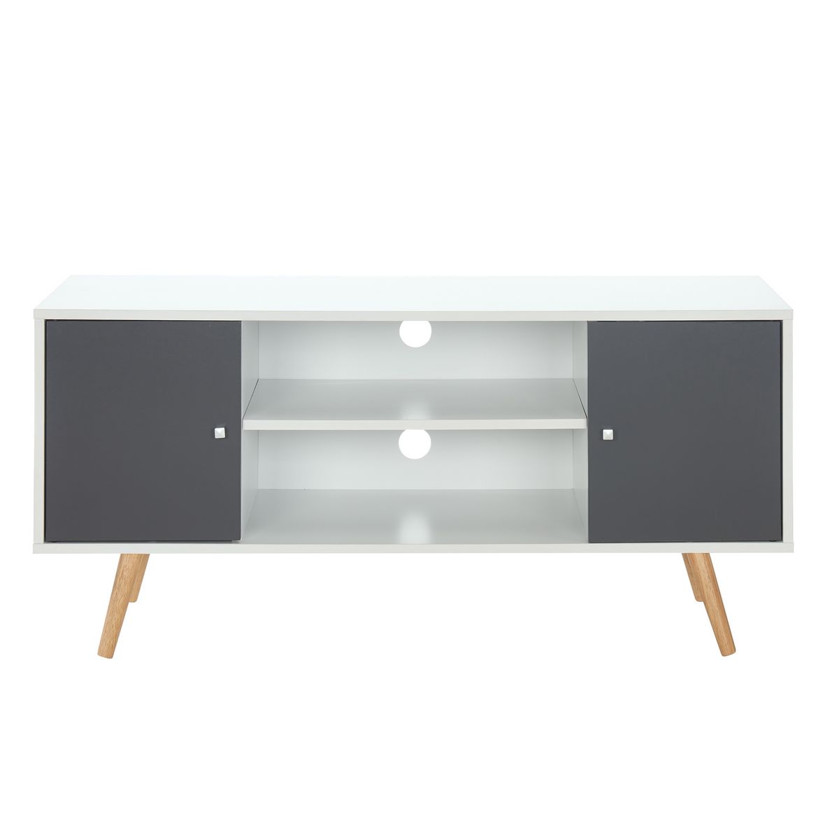 Meuble TV  2 portes pieds bois massif L116cm MALMO