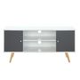 Voir la diapositive 1 : Meuble TV  2 portes pieds bois massif L116cm MALMO