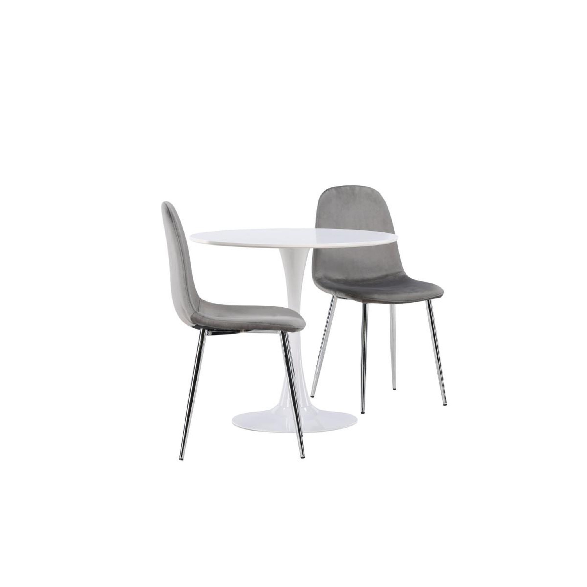 Voir la diapositive 3 : Paris Prix Ensemble table à manger & 2 chaises  hamden & eva  80cm blanc & gris clair