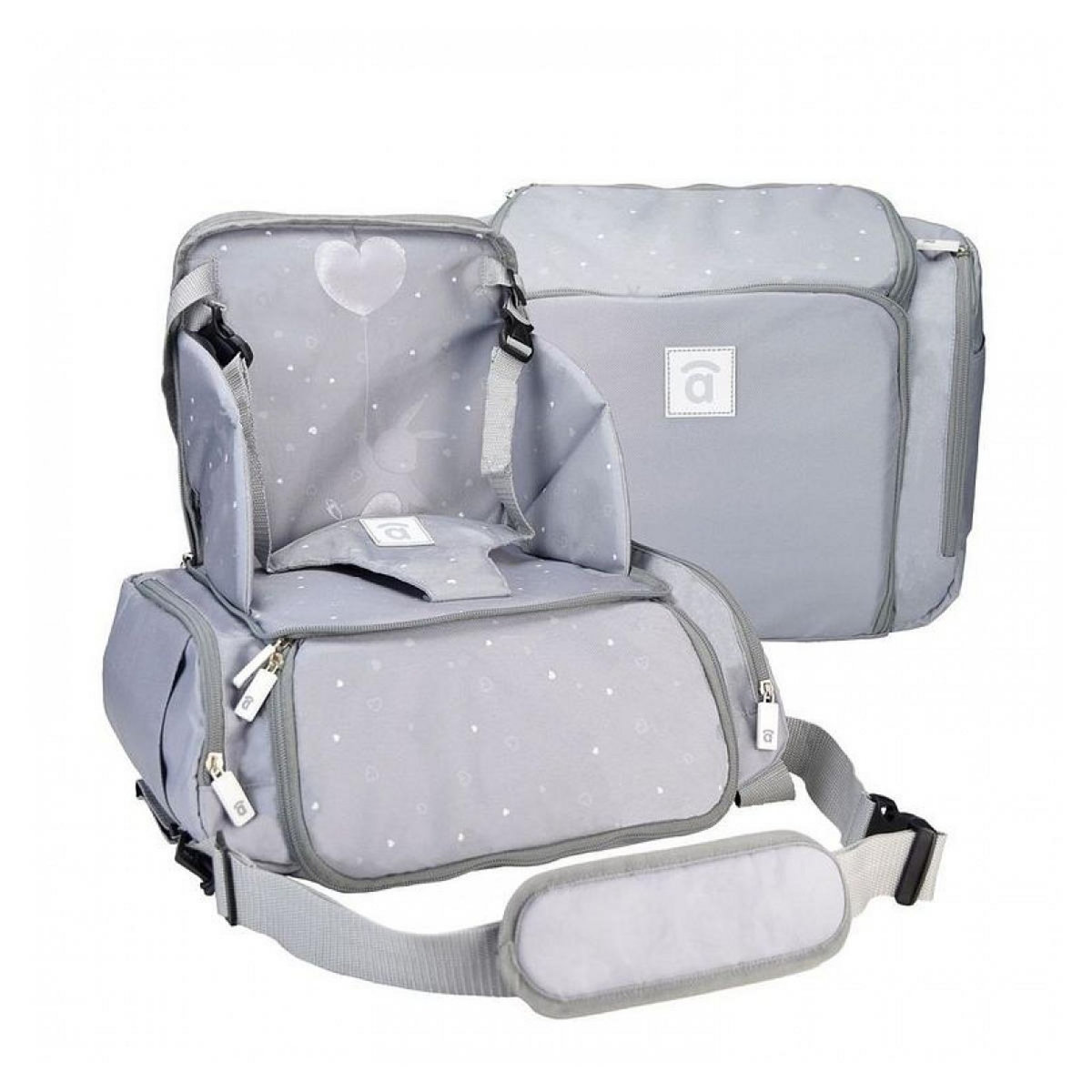 Asalvo Sac Rehausseur Go Anywhere Booster Sushi Gris pour Enfants 6 à 36 Mois