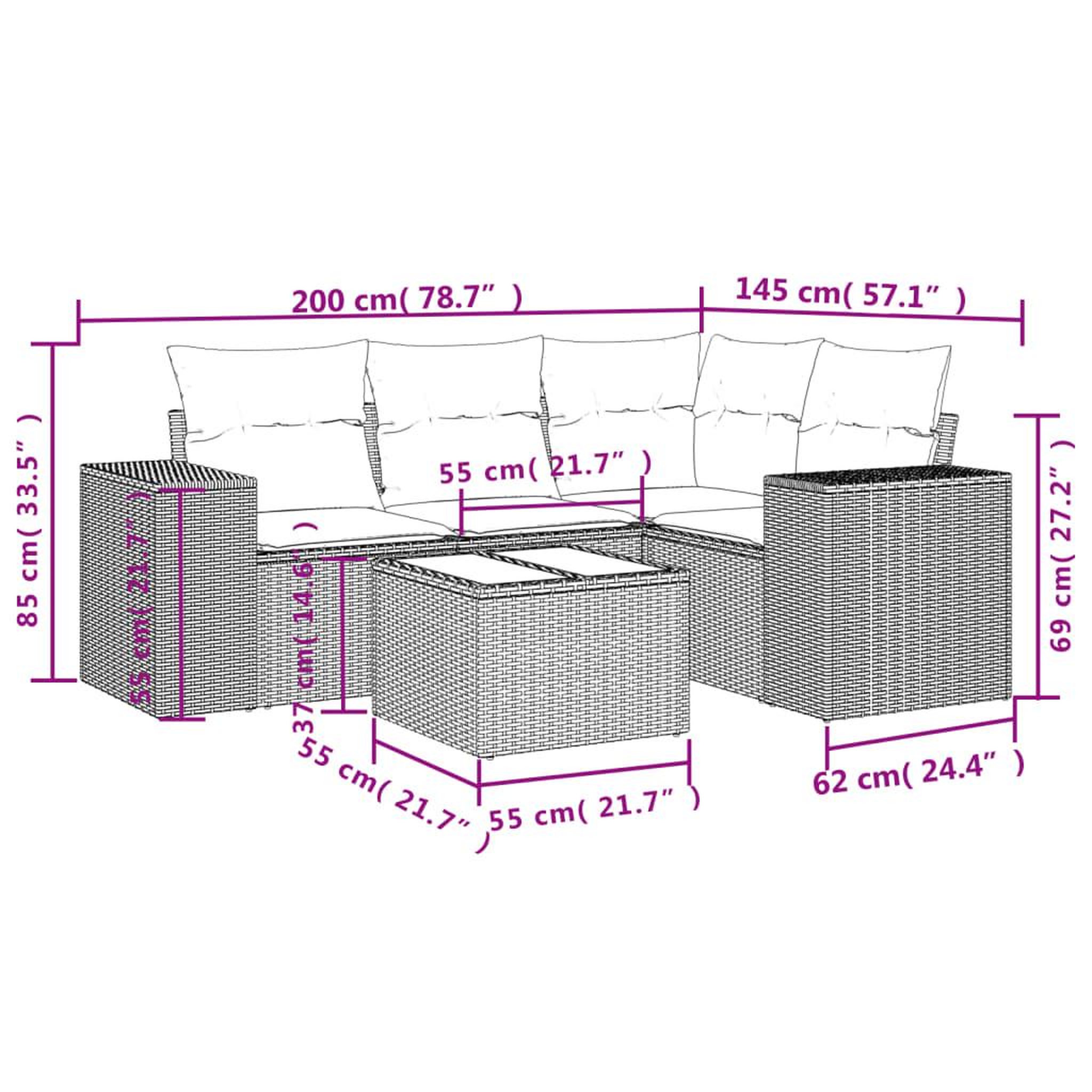 Voir la diapositive 4 : VIDAXL Salon de jardin avec coussins 5 pcs marron resine tressee