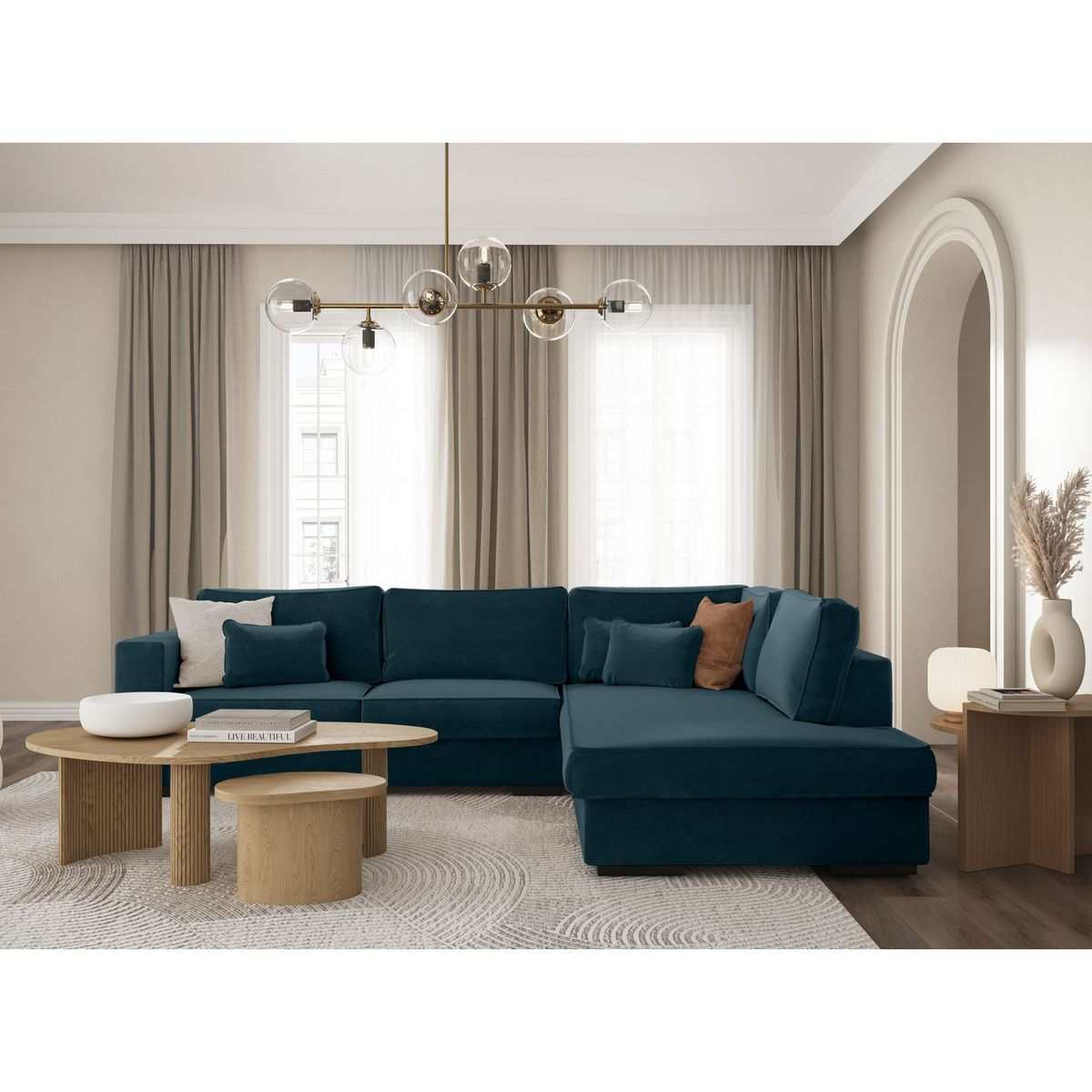 Canapé d'angle droit 4 places tissu PENELOPE