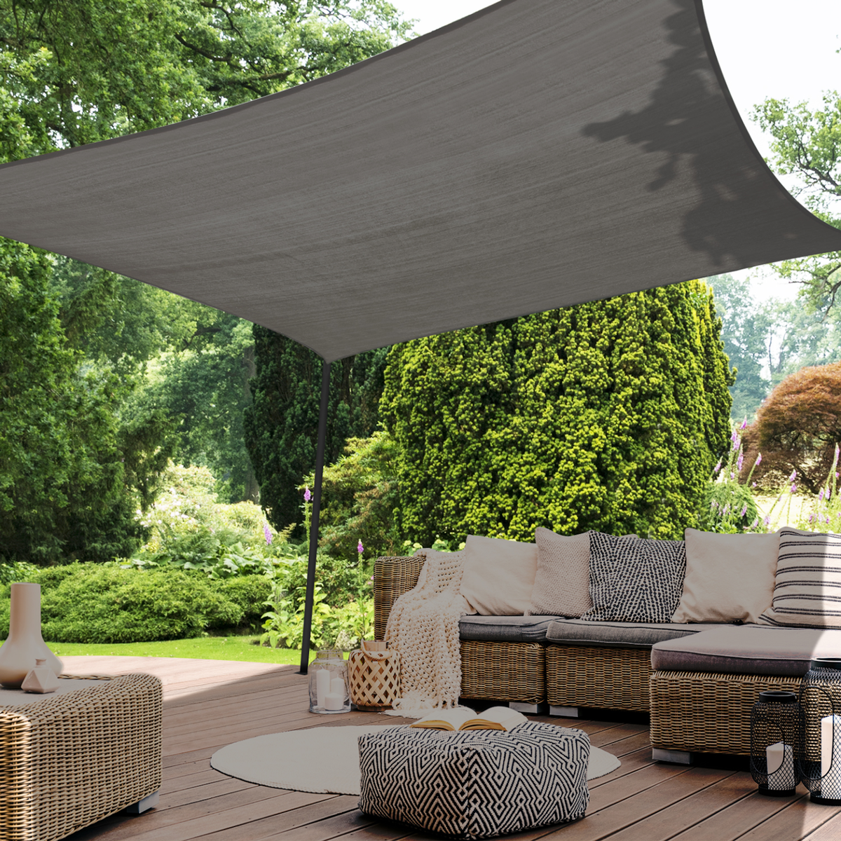 ID MARKET Voile d'ombrage rectangulaire 4x6 M gris