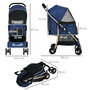 Voir la diapositive 3 : PAWHUT Poussette buggy pliable pour chien rangement laisses coussin inclus bleu