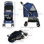 Voir la diapositive 3 : PAWHUT Poussette buggy pliable pour chien rangement laisses coussin inclus bleu