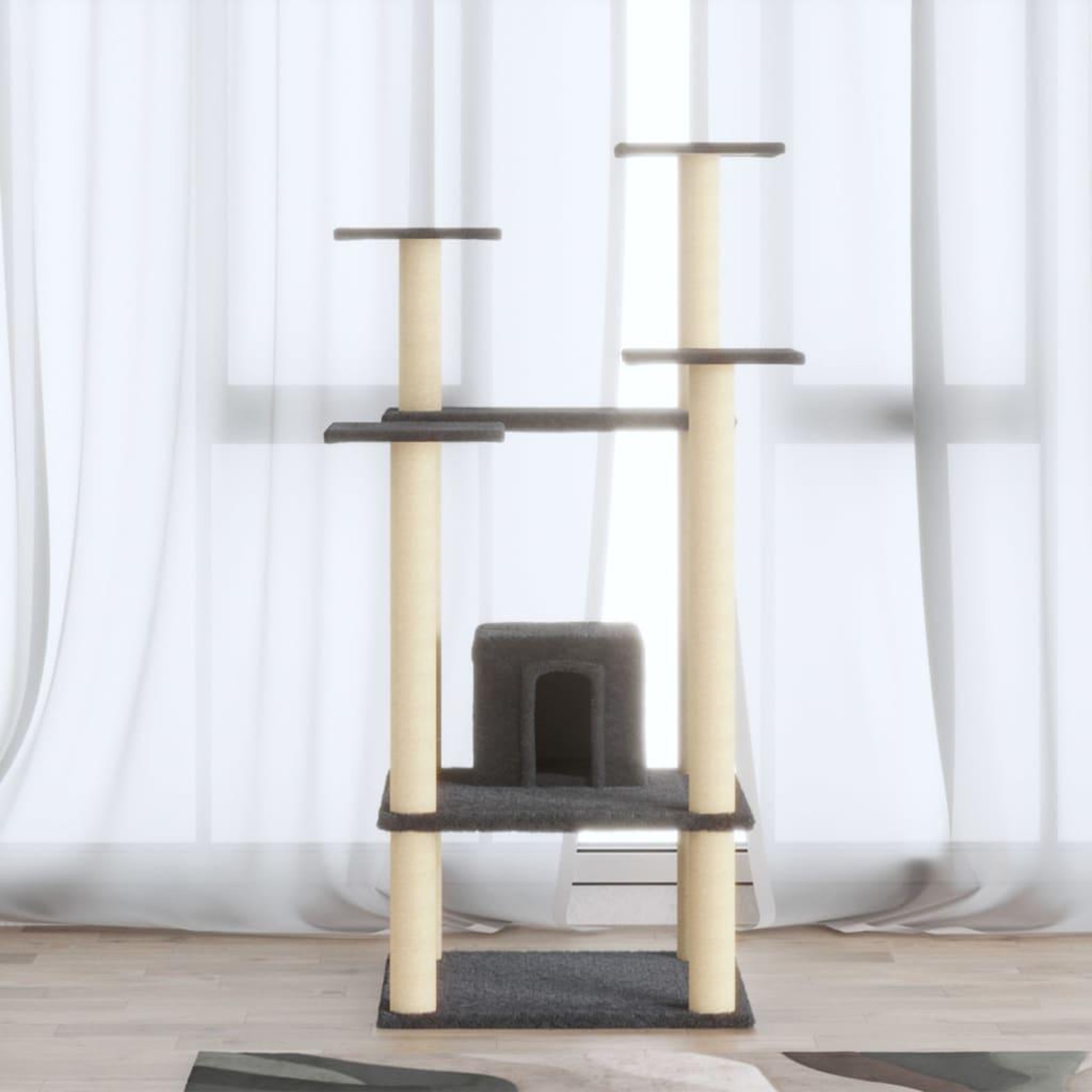 VIDAXL Arbre a chat avec griffoirs en sisal Gris fonce 110 cm