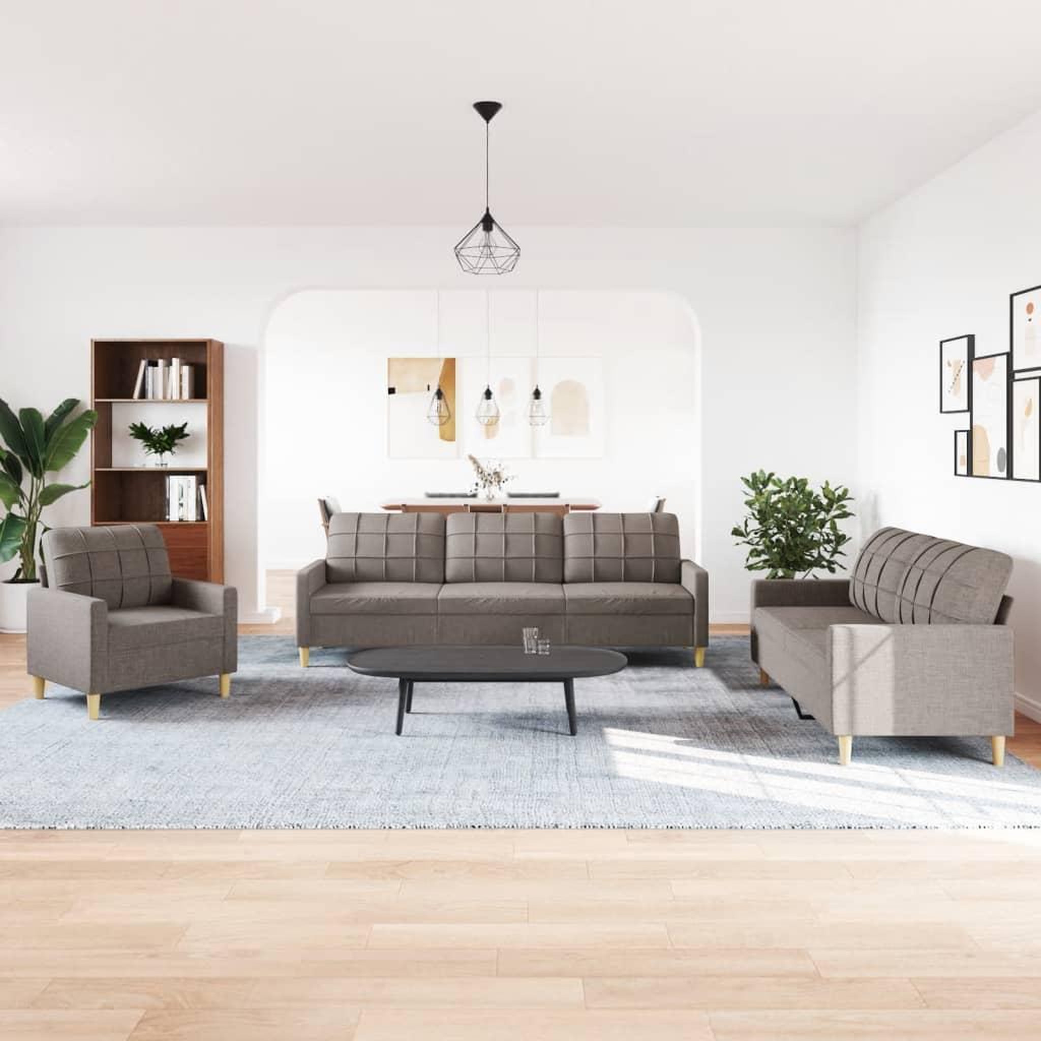 Voir la diapositive 3 : VIDAXL Ensemble de canapes 3 pcs taupe tissu