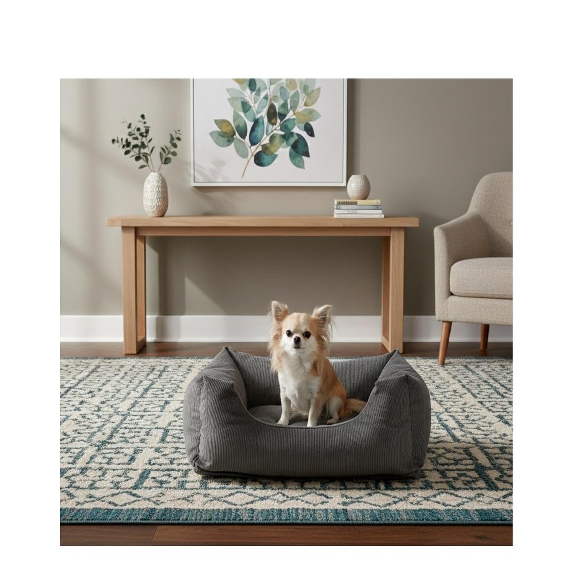 Voir la diapositive 3 : Eden Coussin panier côtelé rectangle