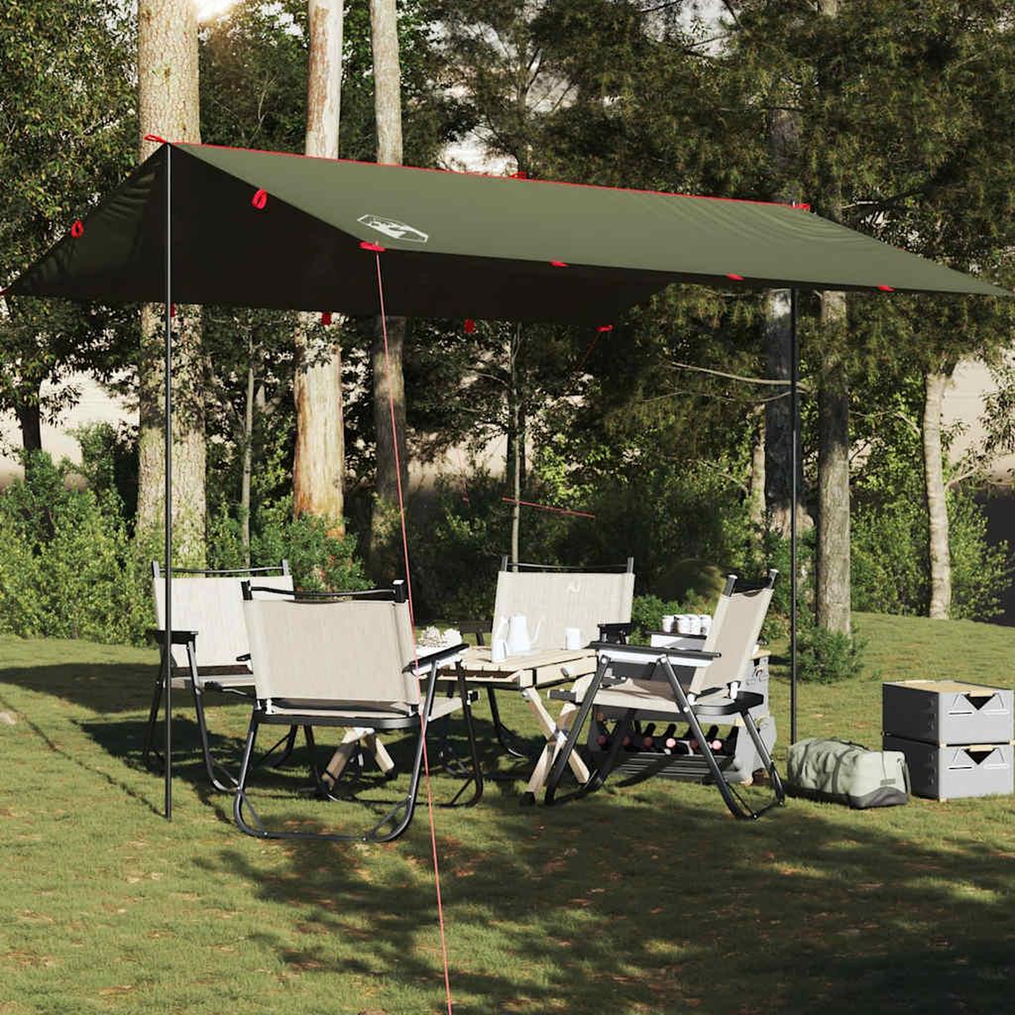 VIDAXL Bache de camping vert olive 366x306 cm impermeable