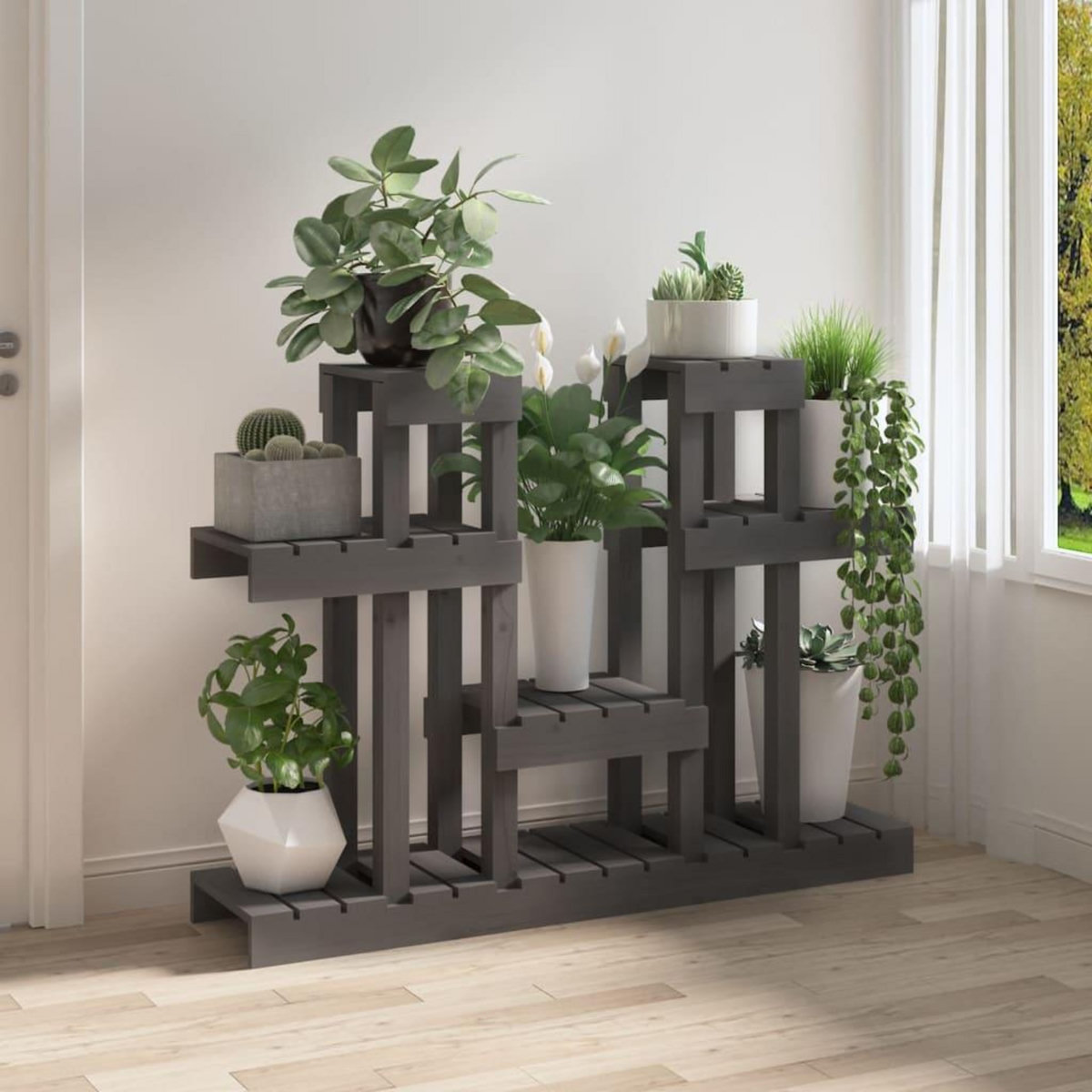 VIDAXL Support a plantes Gris 104,5x25x77,5 cm Bois massif de pin