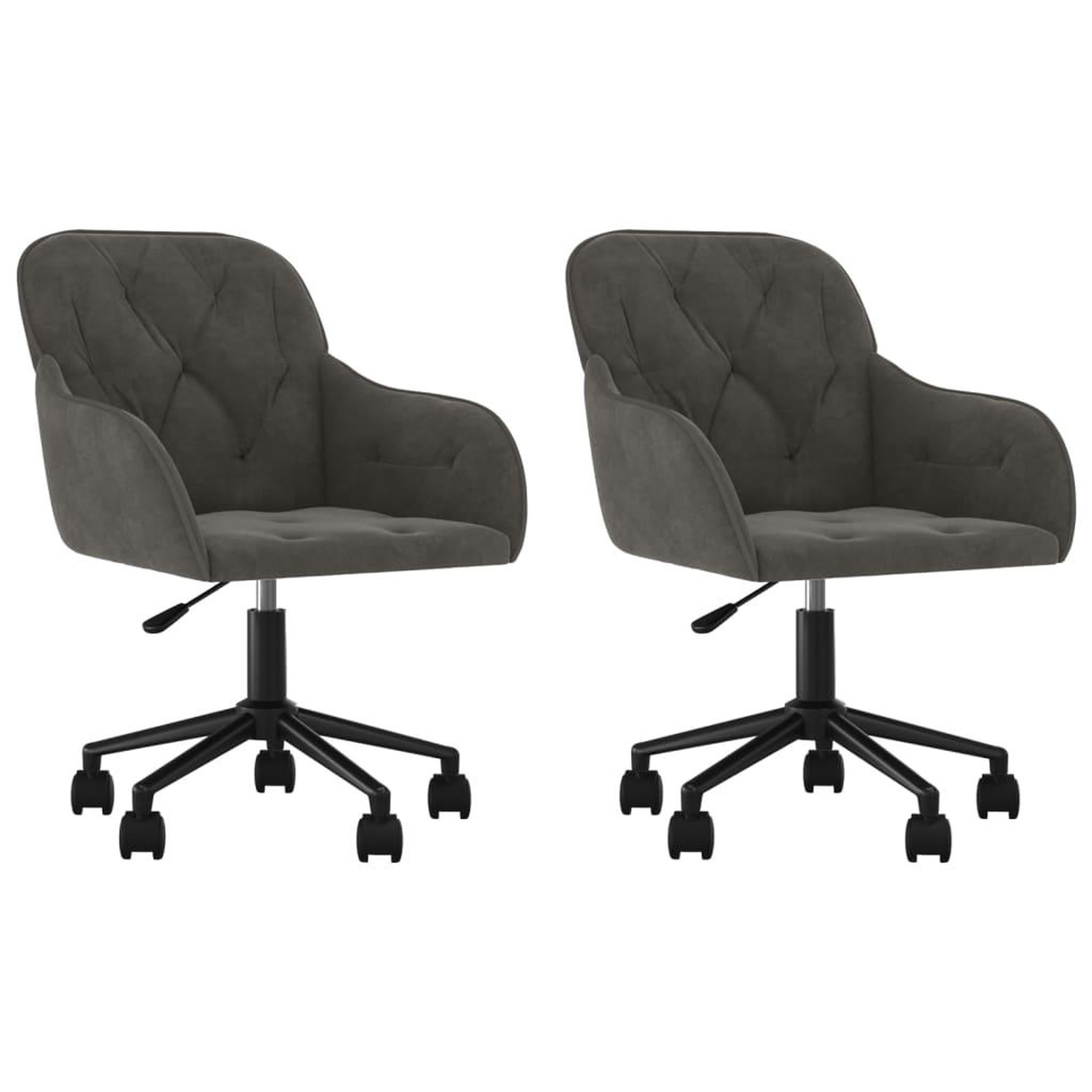 Voir la diapositive 2 : VIDAXL Chaises pivotantes a manger lot de 2 Gris fonce Velours