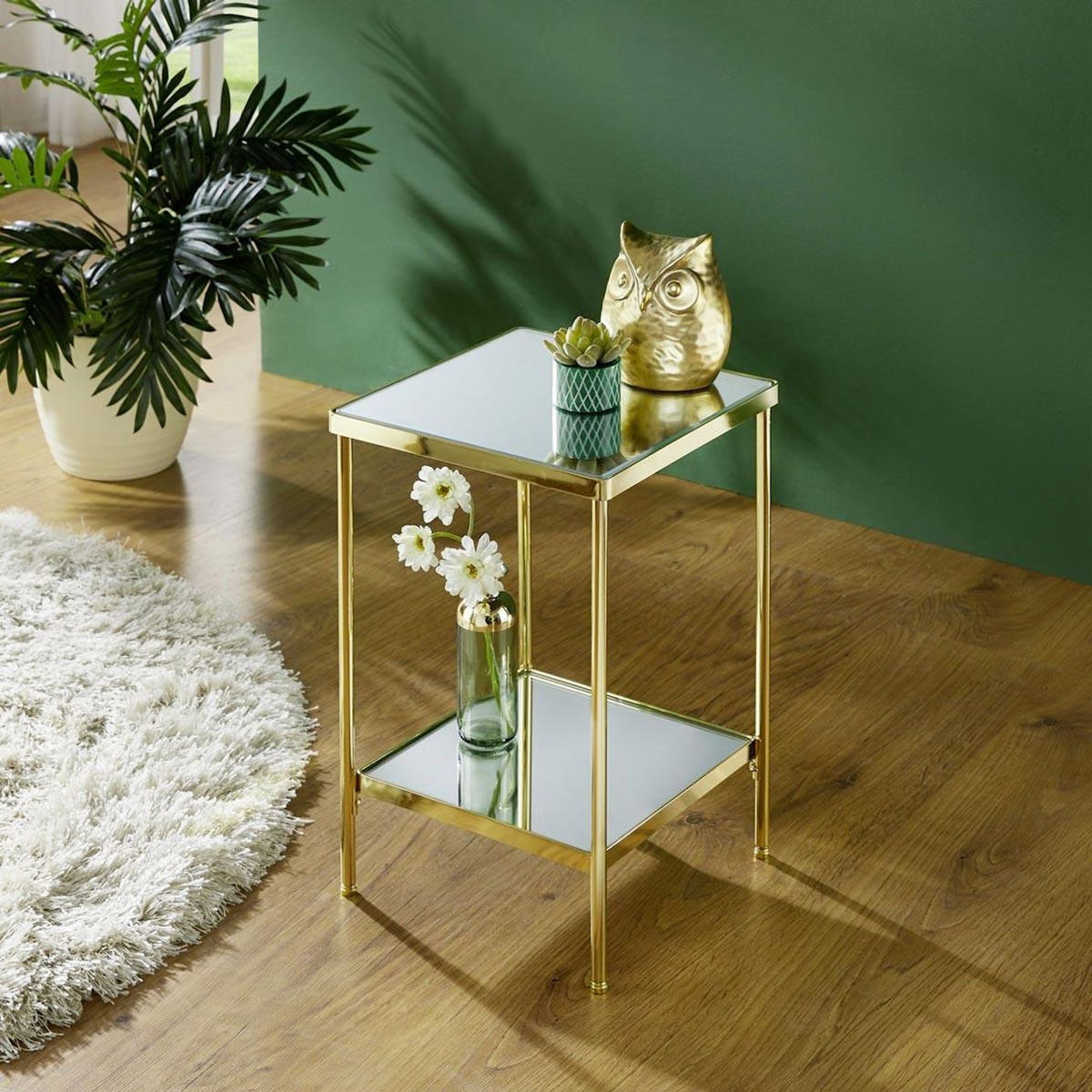 Paris Prix Table d'Appoint Carrée Design  Palace  46cm Or