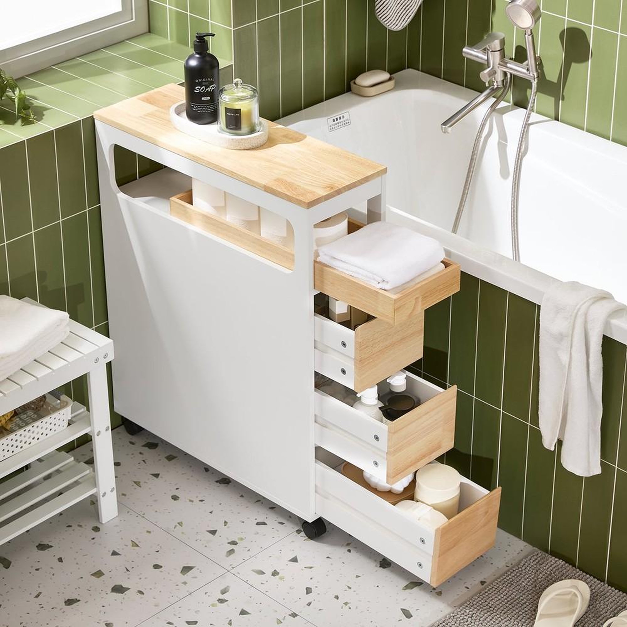 Voir la diapositive 2 : SOBUY SoBuy - Meuble bas de salle de bain à 4 tiroirs - Nordique - BZR54-II