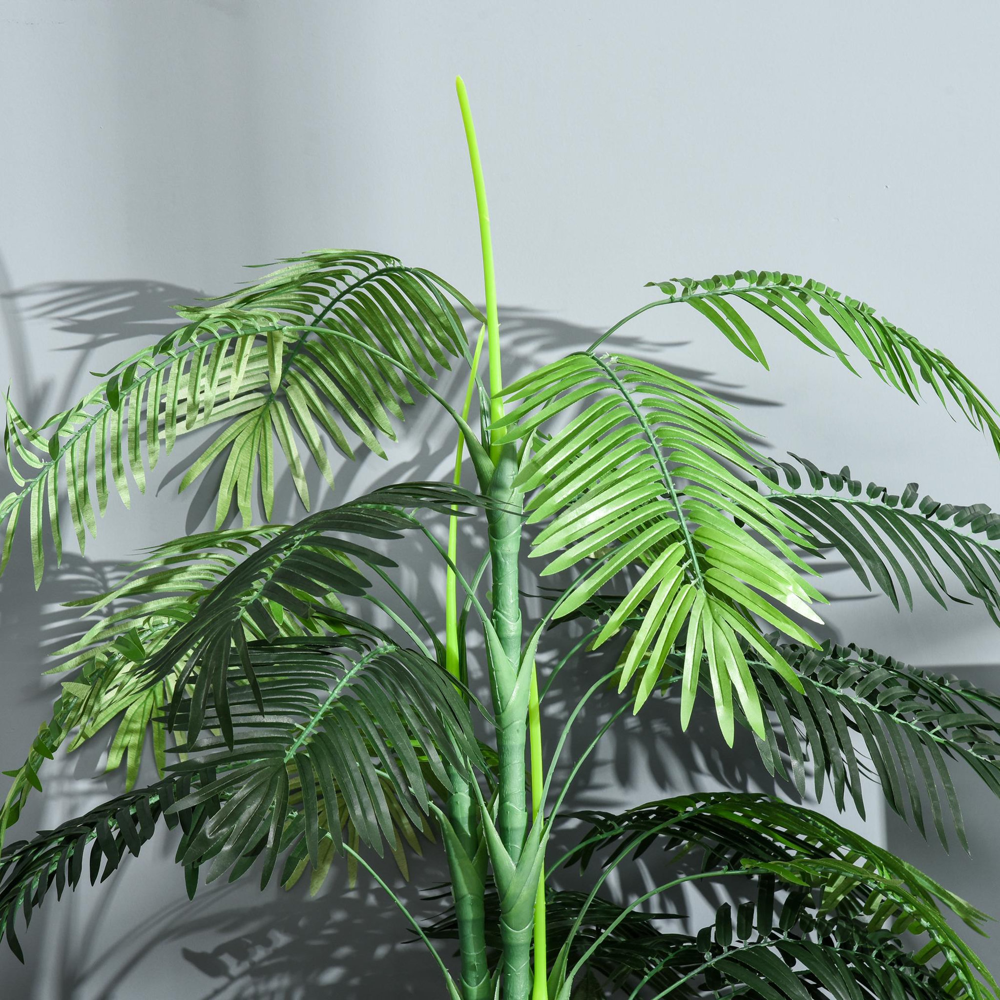 Voir la diapositive 5 : OUTSUNNY Palmier artificiel hauteur 1,7 m arbre artificiel tronc branches lichen grandes feuilles grand réalisme pot inclus